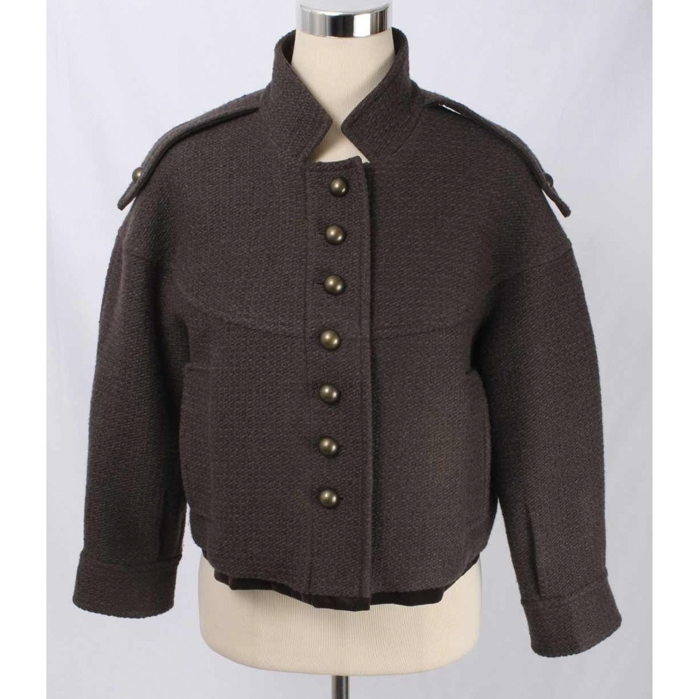 Yves Saint Laurent Brown Cropped Military Jacket